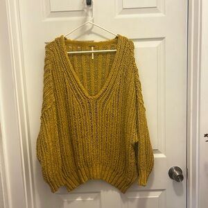 Free People Mustard Knit Sweater